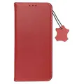 Produktbild: Smart Pro Echt Leder Hülle Tasche kompatibel mit Xiaomi Redmi Note 14 5G Rot