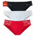Produktbild: Jazz-Pants Slips PETITE FLEUR, Damen, Gr. 32/34, rot (rot, schwarz, weiß), Jersey, Obermaterial: 93% Baumwolle, 7% Elasthan. Spitze: 95% Polyamid, 5% Elasthan, unifarben, körpernah, Unterhosen, aus elastischer Baumwoll-Qualität