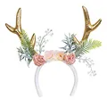 Produktbild: Boland 50027 - Haarreif Rentier, mit Blumen, Reh, Rehkitz, Accessoire, Mottoparty, Karneval