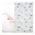 Produktbild: Relaxdays Duschrollo, 100 x 240 cm, Blatt Muster, Seilzug, flexible Montage, Duschvorhang für Badewanne, schwarz-weiß