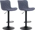 Produktbild: CLP 2er Set Barhocker Emma höhenverstellbar und 360 drehbar,blau Stoff