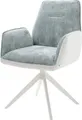 Produktbild: DELIFE Polsterstuhl Zoa-Flex, Kreuzgestell breit Weiß Materialmix Echtleder Weiß-Pastellblau 360° dr