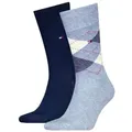Produktbild: Tommy Hilfiger 2P Men Sock Check Blau/Hellblau Gr 39/42 Herren