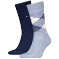 Produktbild: Tommy Hilfiger Socken TH MEN SOCK CHECK 2P (2-Paar, 2 Paar) mit klassischem Argyle-Design blau 39-42
