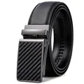Produktbild: Frentree Gürtel Herren Carbon, Automatik Ledergürtel mit Ratsche, 35mm Echtleder Riemen ohne Löcher mit Automatikschnalle, Leder Gürtel Kürzbar