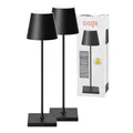 Produktbild: SIGOR 2 Stück Nuindie 2.0 - Dimmbare LED Akku-Tischlampe Indoor & Outdoor, IP54 spritzwassergeschützt, Höhe 38 cm, aufladbar mit USB-C, 12 h Leuchtdauer, nachtschwarz