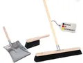 Produktbild: BawiTec Profi Kehrbesen Set Kehrset Besen 60cm Saalbesen #0808 Stiel Ø28mm,Holzstiel Länge 140cm,Handfeger 28cm,Metall-Kehrschaufel mit Holzgriff,feine weiche Kunsthaar-Borsten,Industriebesen