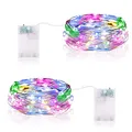 Produktbild: LED Lichterkette Batterie, 2 x 20er Micro LED Batteriebetrieben Drahtlichterkette mit Timer für Hochzeit Zimmer Garten Weihnachten Deko (Bunt, 2 Stück)