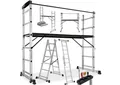Produktbild: tectake Teleskopleiter Aluminium Multigerüst mit großer Arbeitsplattform (Aluminium Gerüste, in silber), Mit 2 Rollen, max. 150 kg belastbar