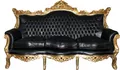 Produktbild: Casa Padrino Barock 3er Sofa Master Schwarz / Gold Lederoptik