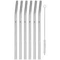 Produktbild: WMF Baric Metall Strohhalm-Set 7-teilig, 6 Trinkhalme gebogen mit Reinigungsbürste, umweltfreundlich, Strohhalm wiederverwendbar, für Heiß-/ Kaltgetränke