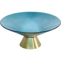 Produktbild: Schale Deko Schale Obstschale Glas Messing Fuß Gold-Blau Kare Design