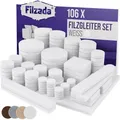 Produktbild: Filzada® Filzgleiter Selbstklebend Set 106 Stück (Eckig und Rund) - Weiß - Profi Möbelgleiter Filz Mit Idealer Klebkraft