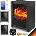 Produktbild: TRESKO® Elektrokamin mit Heizung & Fernbedienung 2000W, WiFi App Kamin elektrisch LED-Flammeneffekt & LCD-Display Kaminfeuer mit Thermostat, Timer