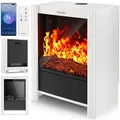 Produktbild: TRESKO® Elektrokamin mit Heizung & Fernbedienung 2000W, WiFi App | Kamin elektrisch LED-Flammeneffekt & LCD-Display | Kaminfeuer mit Thermostat, Timer | Elektro Kaminofen Standkamin Heizlüfter