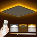 Produktbild: Bowfar LED Deckenleuchte Flach, 24W 2800LM Deckenlampe mit Fernbedienung Dimmbar 3000K-6500K, 1800K Nachtlicht Amber, Badezimmer Lampe für Wohnzimmer Küche Kinderzimmer Flur Schlafzimmer Ø29.5x2.5cm
