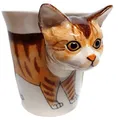 Produktbild: Katzen Tasse Katze Becher mit Katzenmotiv Tier Keramik Tasse als geschenk für katzenfreunde katzenliebhaber Tigerkatze rot
