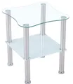 Produktbild: Euro Tische Beistelltisch aus Glas mit Ablage Satiniert abgerundet - 2-Ebenen-Design, Sicherheitsglas & Edelstahlbeine - abgerundet oder eckig - Glasplatte 6mm - Schwarz Satiniert - Glas Couchtisch