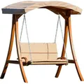Produktbild: ALEOS. Design Hollywoodschaukel Gartenschaukel Schaukelbank RIO aus Holz Lärche mit Dach und Polsterauflage braun
