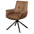 Produktbild: Riess Ambiente Drehbarer Design Stuhl Signature - Cognac - Echtleder 360° Armlehnstuhl mit Federkern schwarzes Metall modern