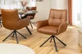 Produktbild: riess-ambiente Drehstuhl SIGNATURE cognac braun/schwarz - Echtleder, Metall, drehbar, Armlehne (Einzelartikel, 1 St), 360° drehbar & mit Taschenfederkern - ideal für Esszimmer & Büro
