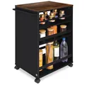 Produktbild: bomoe Nischenwagen Servierwagen auf Rollen mit 3 verstellbaren Ebenen & FSC® Holz Küchenwagen mit Arbeitsplatte – freistehender Universal Rollwagen Küche Bad Büro 50x38x79 cm Schwarz & Braun Bengt
