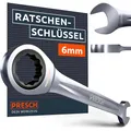 Produktbild: PRESCH Ratschenschlüssel 6mm - Minimaler Rückholwinkel (5°, 72 Zähne) - 15° abgewinkelt für beengte Stellen - Robuster, präzisionsgefertigter Ringratschenschlüssel
