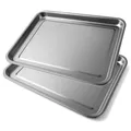 Produktbild: Space Home - Set von 2 Servierplatten - Edelstahl Tablett Rechteckig - Rechteckige Flache Platte - Edelstahl - Küchen - Stainless Steel Plate - Tablett Serviertablett Rechteckig - 36 x 27 cm