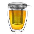 Produktbild: Creano doppelwandiges Teeglas mit Edelstahlfilter und Glasdeckel - 400ml