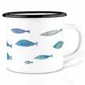 Produktbild: Ligarti Email Tasse Becher Emaille Fischschwarm 300ml