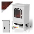Produktbild: Juskys Elektrokamin 2000 W - Weiß, mit Flammeneffekt & 2 Heizstufen für Zuhause, inkl. Thermostat