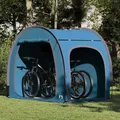 Produktbild: Fahrradgarage mit Dach mit Speicher Blau 218 x 156 x 180 cm