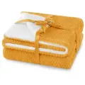 Produktbild: Wohndecke Kuscheldecke Tagesdecke Wohndecke Sofadecke Decke XXL, Restilo, Kuscheldecke, 2 Farbig, Wendedecke gelb|goldfarben|orange 170 cm x 210 cm