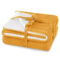 Produktbild: AmeliaHome Kuscheldecke 170x210 cm zarte Steppung Sherpa Lammfelloptik Wohndecke Shleepy Orange