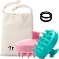 Produktbild: Ithyes Shampoo-Bürste aus Silikon, Kopfhaut-Massagegerät, Haarbürste, Nass- und Trockenkamm, Gummipflege, verbessert die Durchblutung, für Männer, Frauen, Haustiere, 2 Stück, grün und rosa