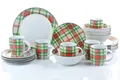 Produktbild: Kombigeschirr HIGHLAND GREEN 24-teilig Schottenkaro Porzellan Retsch-Waterside