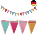 Produktbild: Crislove Wimpelkette, 4er Pack 5M Mehrfarbig Dreieck Flaggen, 15 Farben jedes