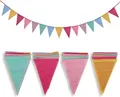 Produktbild: Crislove Wimpelkette 4 Stück 5m Mehrfarbig Dreieck Flaggen 15 Farben Geburtstag