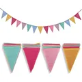 Produktbild: Wimpelkette 4er Pack bunte Stoff-Flaggen 15 Farben Party Hochzeit Dekor