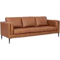Produktbild: 3-Sitzer Sofa Aicena Leder Cognac - Komfortsofa mit Taschenfederkern & Metall-Gestell