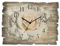 Produktbild: ARTLAND Wanddeko Wanduhr ohne Tickgeräusche aus Holz Quarzuhr 40x30 cm Rechteckig Lautlos Blumen Rose Blüten Text Elegant Originell T5GJ
