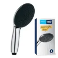 Produktbild: GROHE Vitalio 110, Duschkopf, 14l pro Min (Handbrause mit 2 Strahlarten, per Drehregler verstellbar, Universalanschluss, Silikonring schützt Duschbrause bei Stürzen), rund, chrom, 26948001
