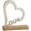 Produktbild: Holz Aufsteller Herz 20 Cm - Love - Mango Tisch Fenster Deko Silber Hochzeit