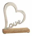 Produktbild: Holz Aufsteller Herz 20 cm - LOVE - Mango Tisch Fenster Deko silber Hochzeit