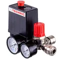 Produktbild: TC TECHNIC Druckregler, Luftkompressor Schalter, Luftregler, Druckschalter, Kompressorschalter, Kompressor Druckwächter, Druckminderer IG 1/4, Mit Schnellkupplungen, 2 Manometer, Abschaltautomatik