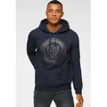 Produktbild: Kapuzensweatshirt BRUNO BANANI, Herren, Gr. XL (56/58), blau (marine), angeraute Sweatware, Obermaterial: 60% Baumwolle, 40% Polyester, bedruckt, schmal, Bündchen, Sweatshirts, Langarm, schmale Passform, bedruckte Optik