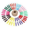 Produktbild: 100 Stück Mini Farbig Holz Wäscheklammern Holzklammern klein für Fotopapier S...