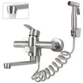 Produktbild: Wasserhahn Küche Wandmontage, Wandarmatur Küche mit Spritzpistole, 360° Drehb...