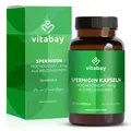 Produktbild: Vitabay Spermidin Kapseln 6 mg – 120 vegane Kapseln mit fermentiertem Weizenkeimextrakt – Standardisierter Spermidin-Gehalt aus Weizenkeimen – Laborgeprüft in Deutschland und sorgfältig hergestellt.