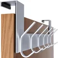 Produktbild: SKOLOO Türgarderobe zum Einhängen - für Türen bis 4,5 cm Dicke, Edelstahl Türhakenleiste mit 6 Haken, Tür-Hakenleiste für Mäntel, Hüte, Handtücher, Jacken, Silber